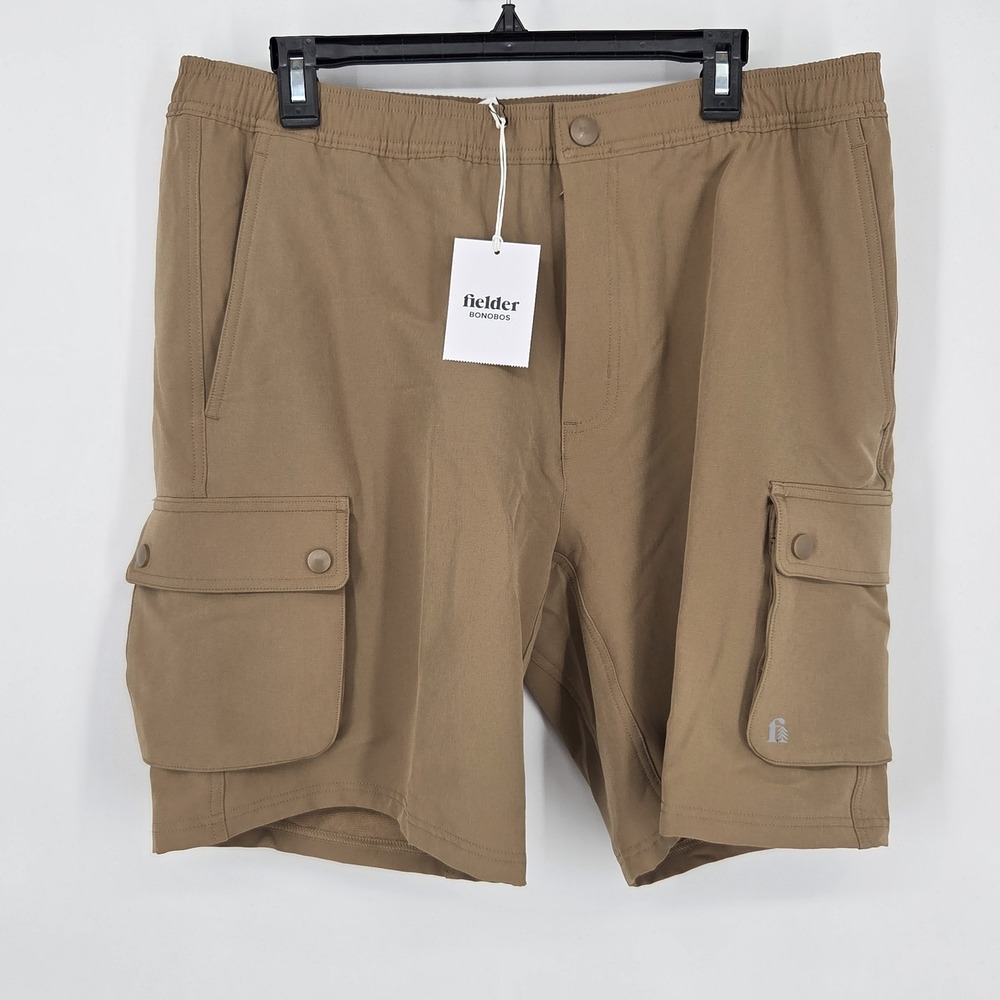 NEW Bonobos Fielder 9" Stretch Cargo Shorts Mens Large Beige Water Repellent NWT